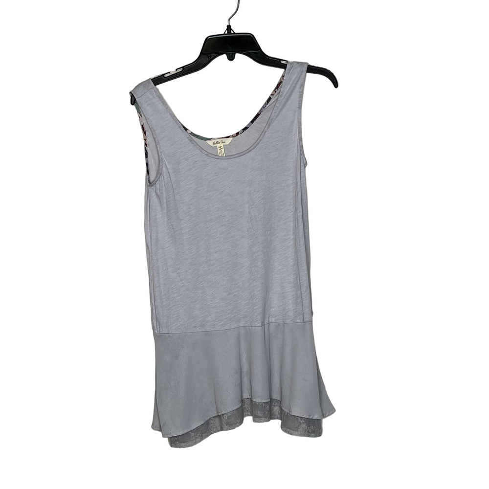 Matilda Jane Tank Top‎ Size Small Gray Heather With Lace Bottom Cotton Womens
